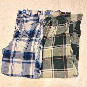 EUC OLD NAVY Youth M 12-14 Plaid Lounge Pants - Blue & Green Plaid Set